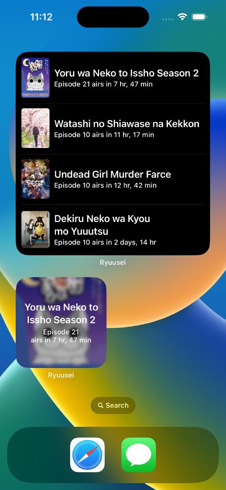 Screenshot of multiple widget sizes